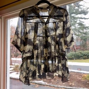 4 Love And Liberty Butterfly Print SILK Tunic Top